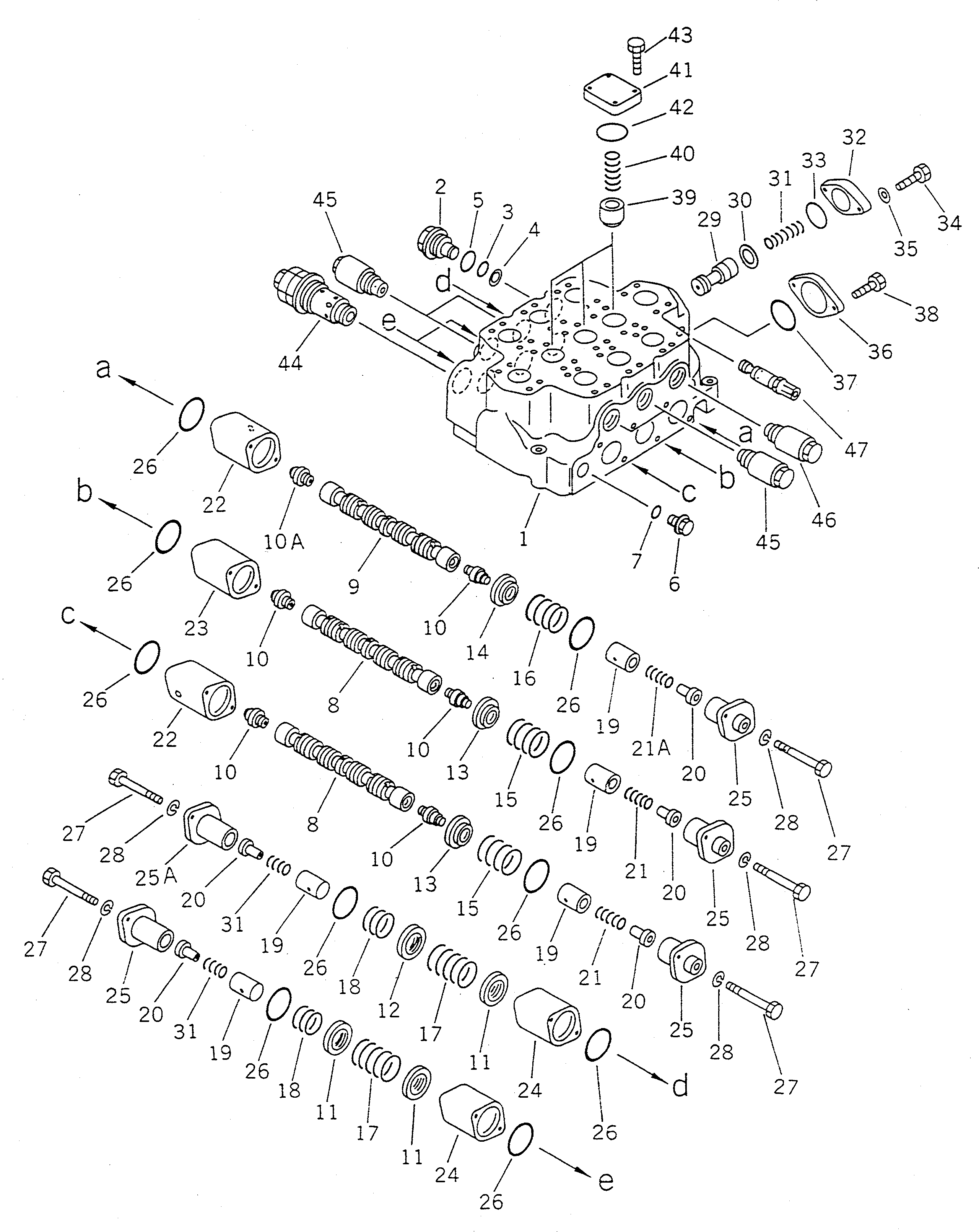 Wheel Loaders Komatsu / WA450-1 S/N 10001-UP (Overseas Version)(wa450-1c) / 3-SPOOL CONTROL VALVE (1/3)(#10355-)(180130 : 6211A)