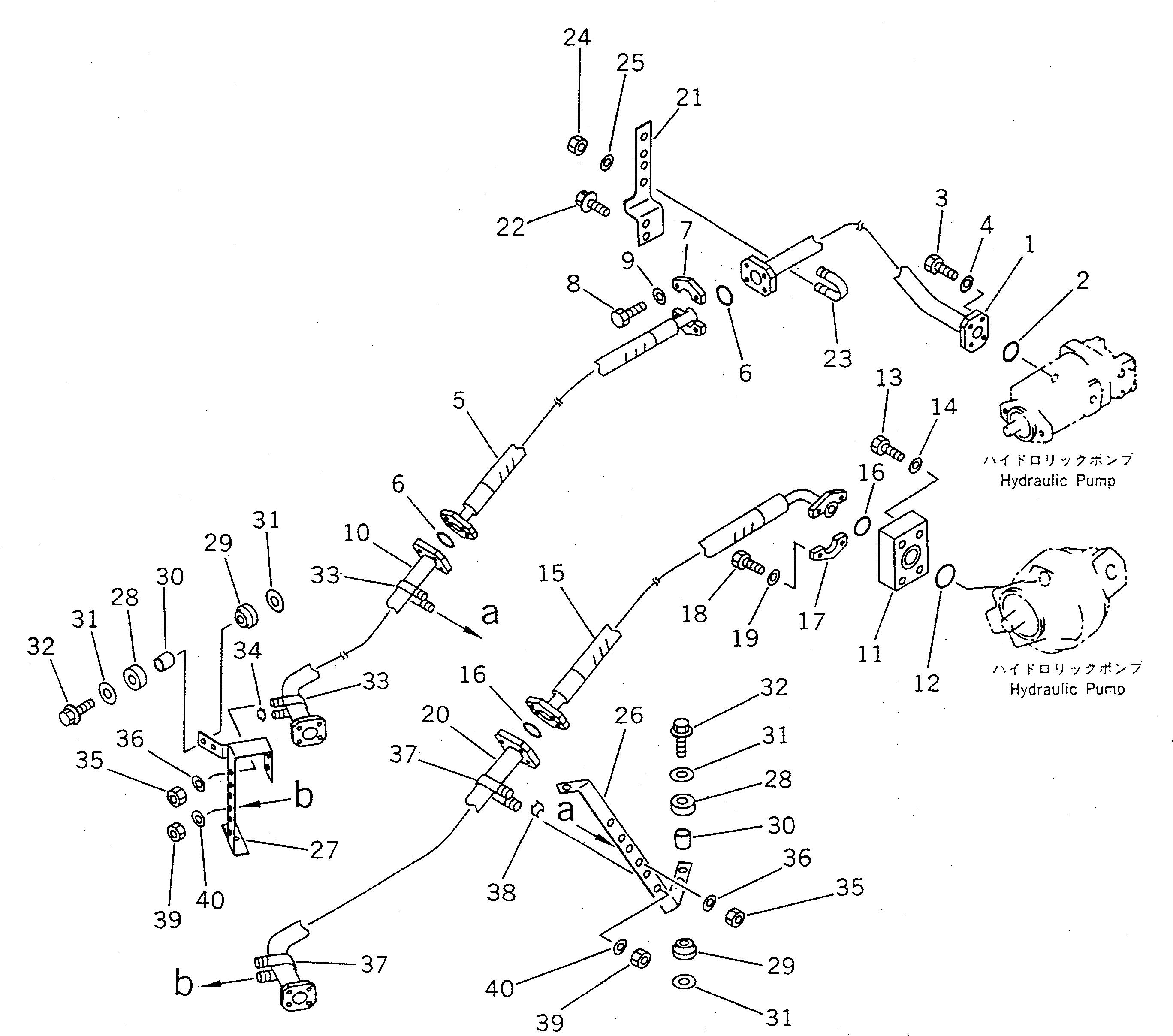 Wheel Loaders Komatsu / WA450-1 S/N 10001-UP (Overseas Version)(wa450-1c) / HYDRAULIC PIPING (PUMP TO VALVE) (1/2)(#20001-)(180290 : 6402A)