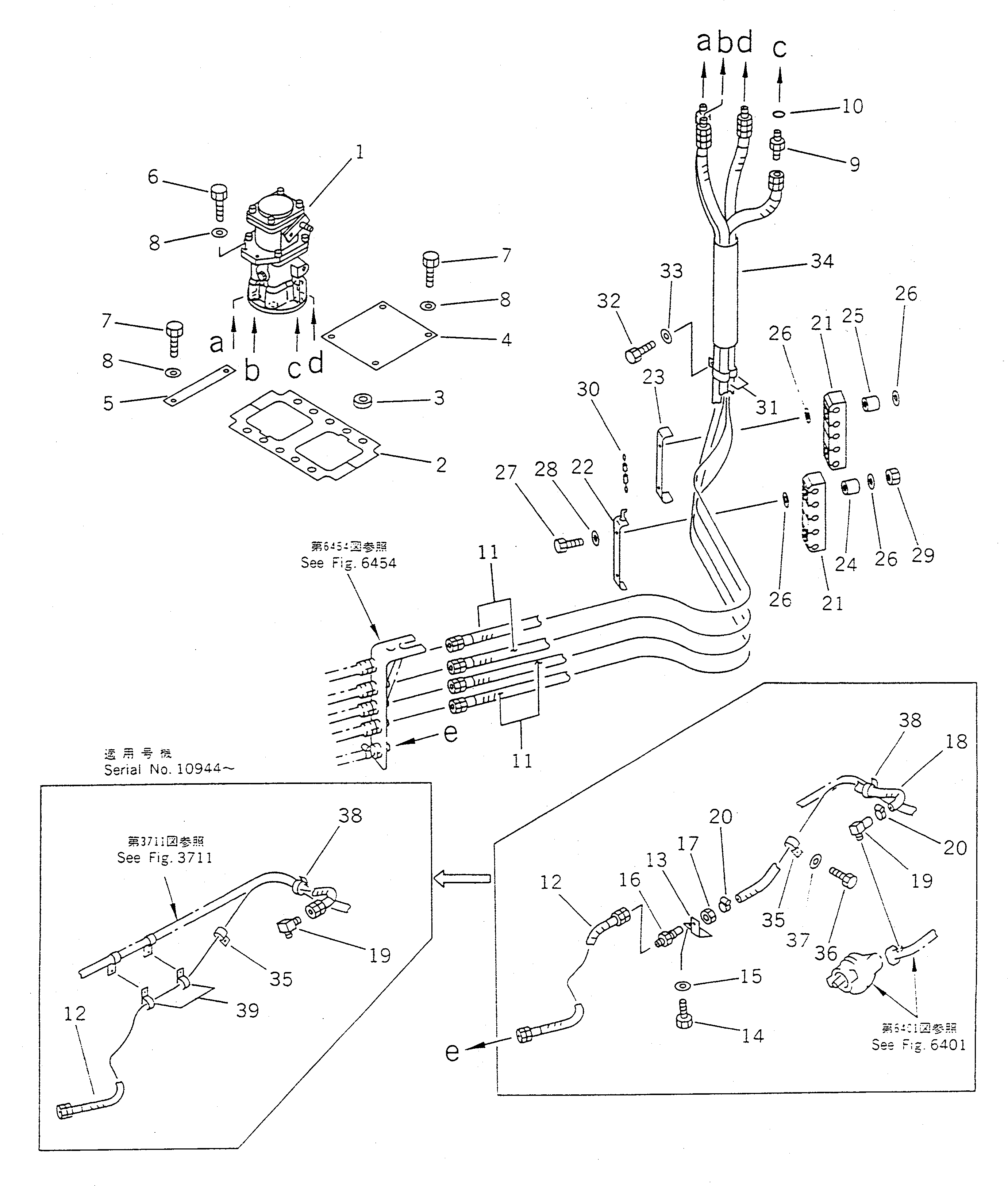 Wheel Loaders Komatsu / WA450-1 S/N 10001-UP (Overseas Version)(wa450-1c) / HYDRAULIC PIPING (P.O.C. VALVE LINE) (3/4)(#10001-19999)(180440 : 6453)