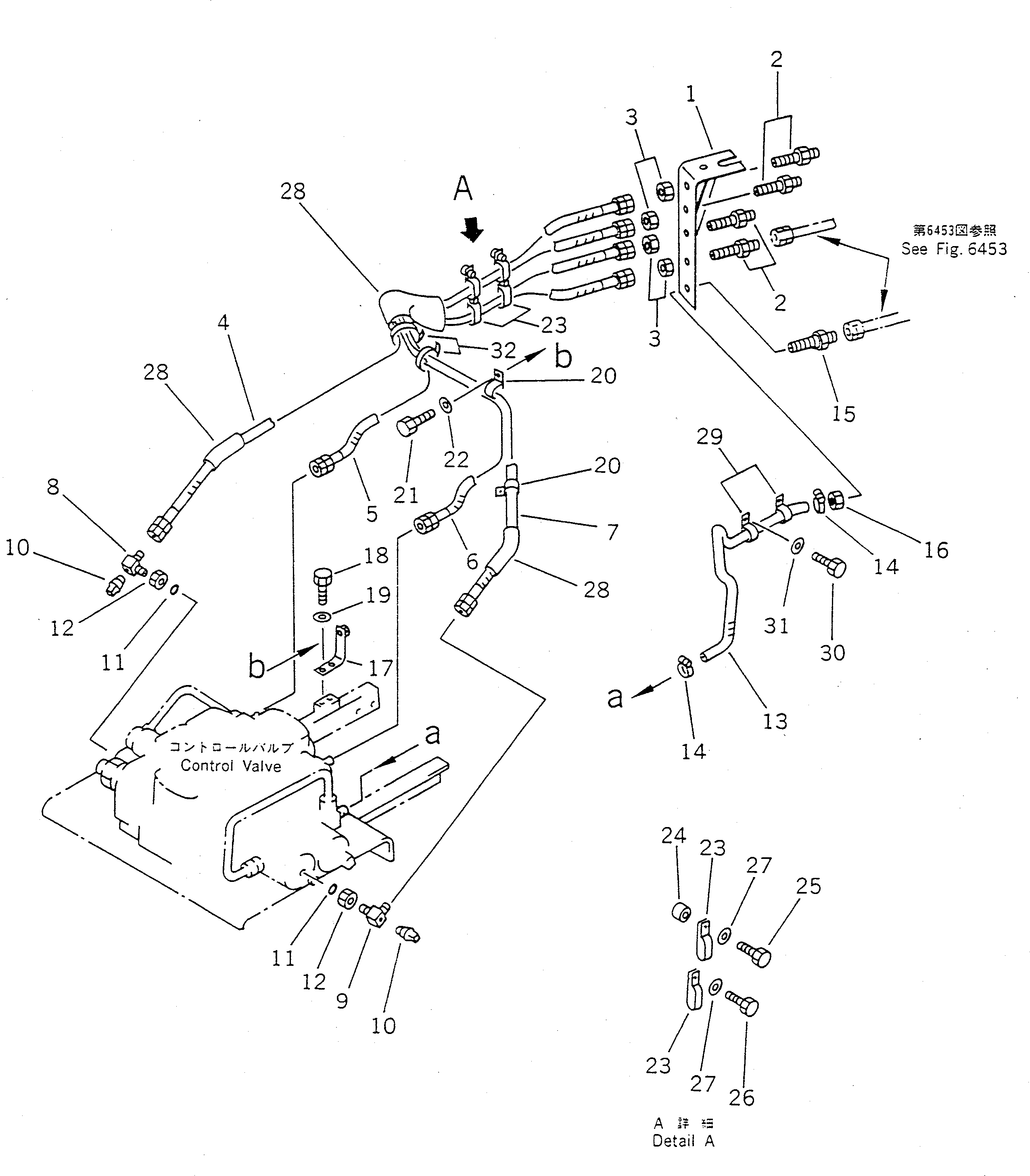 Wheel Loaders Komatsu / WA450-1 S/N 10001-UP (Overseas Version)(wa450-1c) / HYDRAULIC PIPING (P.O.C. VALVE LINK) (4/4)(#10001-19999)(180450 : 6454)