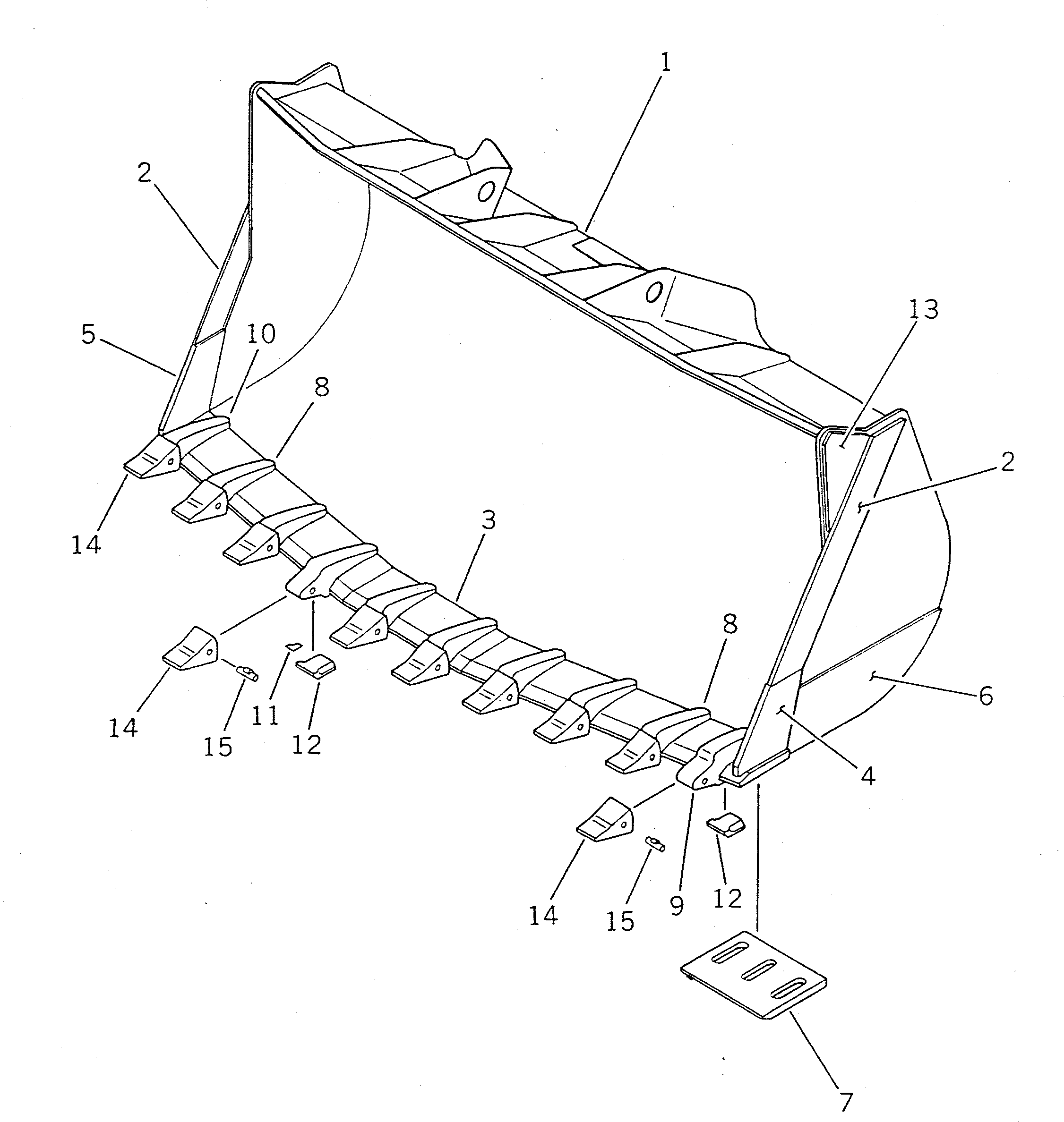 Wheel Loaders Komatsu / WA450-1 S/N 10001-UP (Overseas Version)(wa450-1c) / ROCK BUCKET ? SPADE NOSE EDGE ? 3.1M3 (WITH TOOTH)(210070 : 7295)
