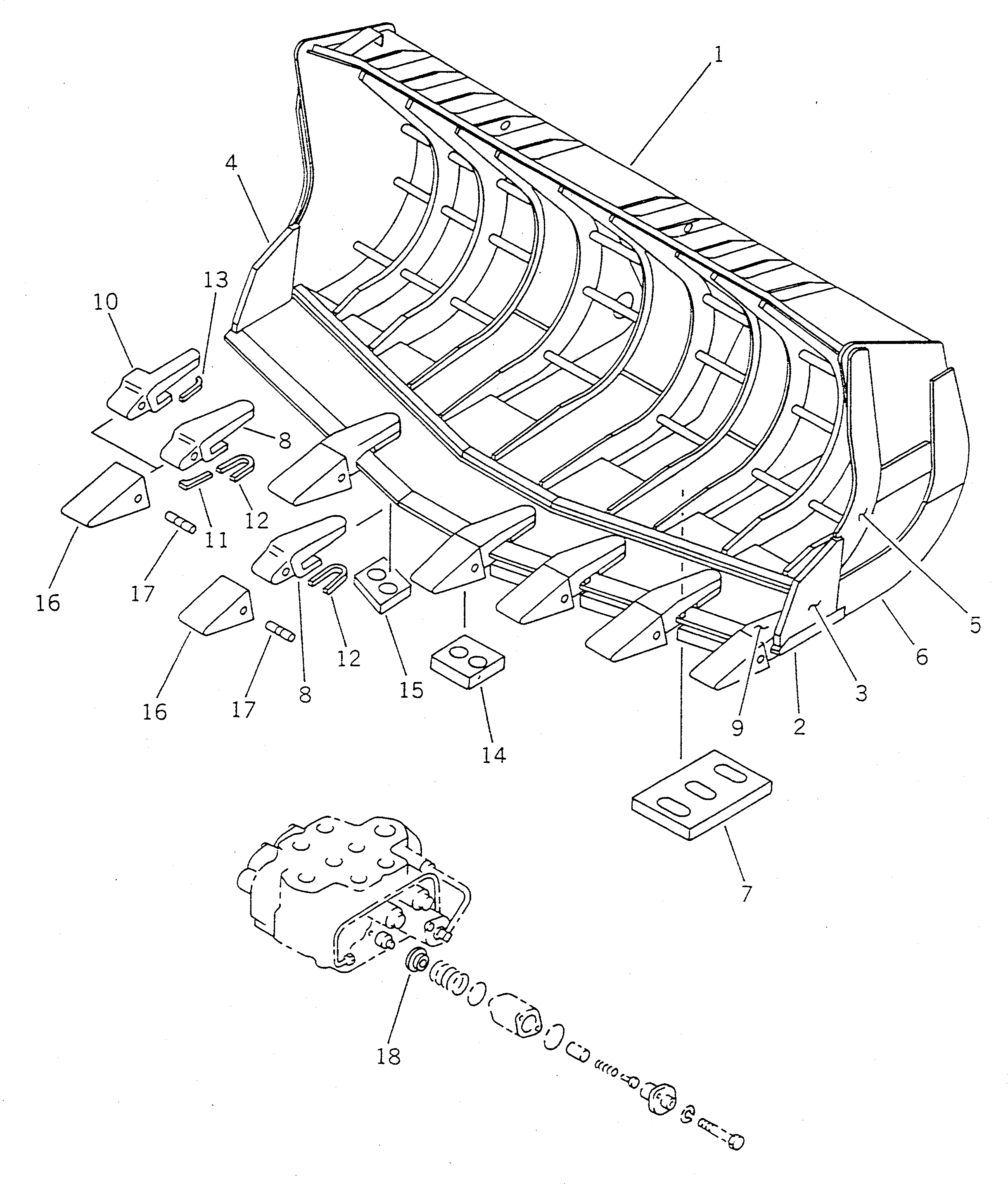 Wheel Loaders Komatsu / WA450-1 S/N 10001-UP (Overseas Version)(wa450-1c) / SKELETON BUCKET ? SPADE NOSE EDGE ? 3.1M3 (WITH TOOTH)(210100 : 7385)