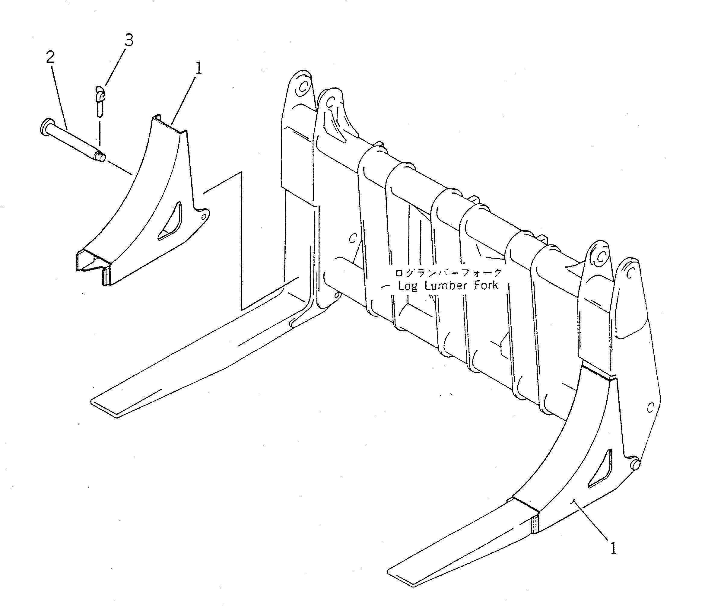 Wheel Loaders Komatsu / WA450-1 S/N 10001-UP (Overseas Version)(wa450-1c) / ROLLING GUSSET (FOR LOG LUBER)(210170 : 7561)