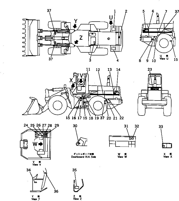 Wheel Loaders Komatsu / WA450-1 S/N 10001-UP (Overseas Version)(wa450-1c) / MARKS AND PLATES (ENGLISH)(#20001-)(270020 : 9802A)