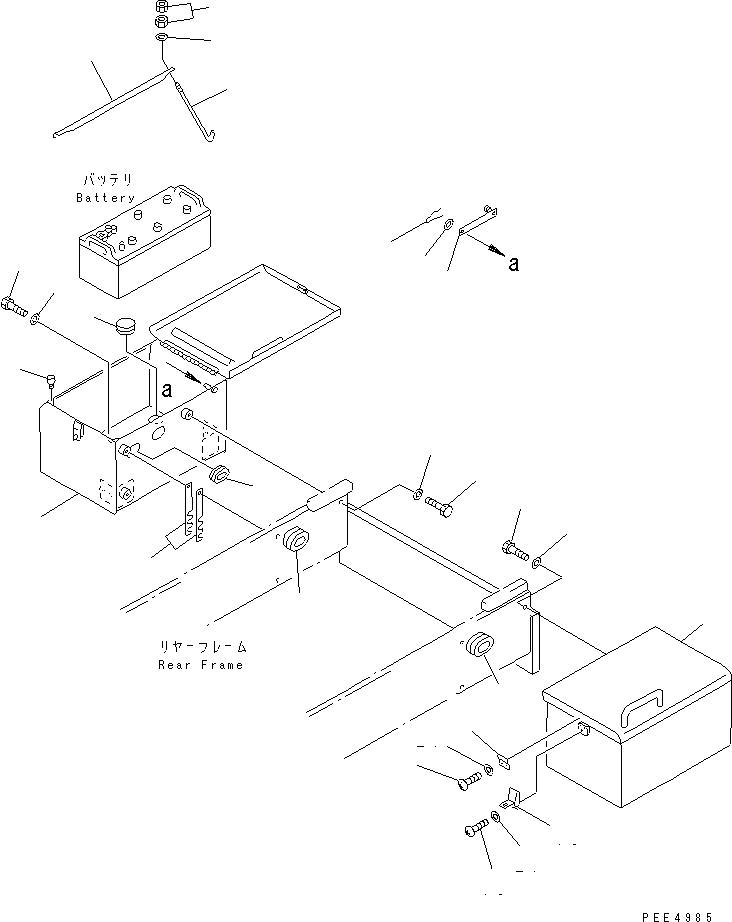 Wheel Loaders Komatsu / WA450-3A S/N 53001-UP(wa450-5r) / BATTERY BOX (BOX AND BATTERY MOUNTING) (NENDO HAIGOU SYO SPEC.)(120040 : E0120-01A2)