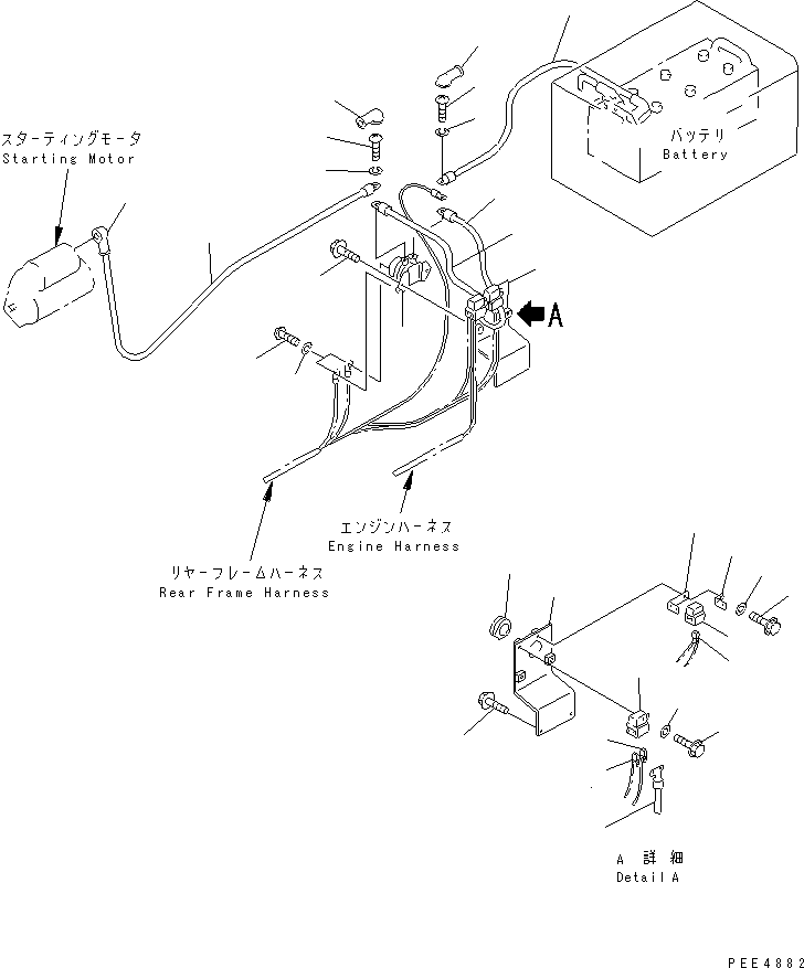 Wheel Loaders Komatsu / WA450-3A S/N 53001-UP(wa450-5r) / WIRING HARNESS (SLOW BLOW FUSE AND BATTERY LINE)(120130 : E0202-02A0)