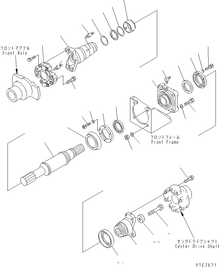 Wheel Loaders Komatsu / WA450-3A S/N 53001-UP(wa450-5r) / DRIVE SHAFT (FRONT) (WITH AUTO GREASE)(150030 : F4200-02A2)