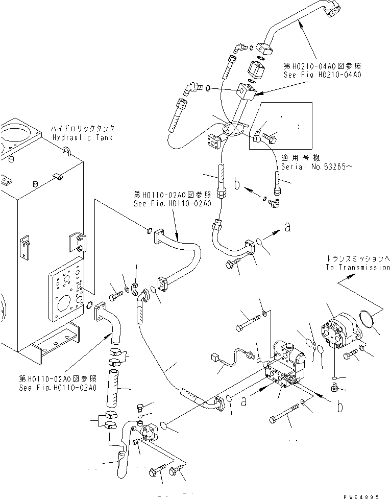 Wheel Loaders Komatsu / WA450-3A S/N 53001-UP(wa450-5r) / TORQUE CONVERTER AND TRANSMISSION (EMERGENCY STEERING PIPING)(#53001-53999)(150100 : F4300-06A0)