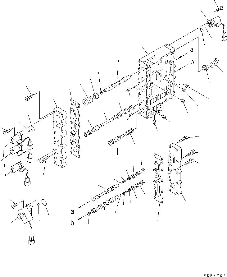 Wheel Loaders Komatsu / WA450-3A S/N 53001-UP(wa450-5r) / TRANSMISSION CONTROL VALVE (LOWER VALVE) (FOR EMERGENCY STEERING)(#53001-54000)(150280 : F4350-62A0)