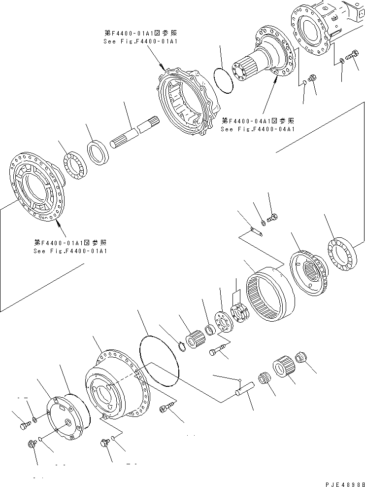 Wheel Loaders Komatsu / WA450-3A S/N 53001-UP(wa450-5r) / FRONT AXLE (FRONT FINAL DRIVE) (LIMITED SLIP DIFF.)(150420 : F4400-02A1)