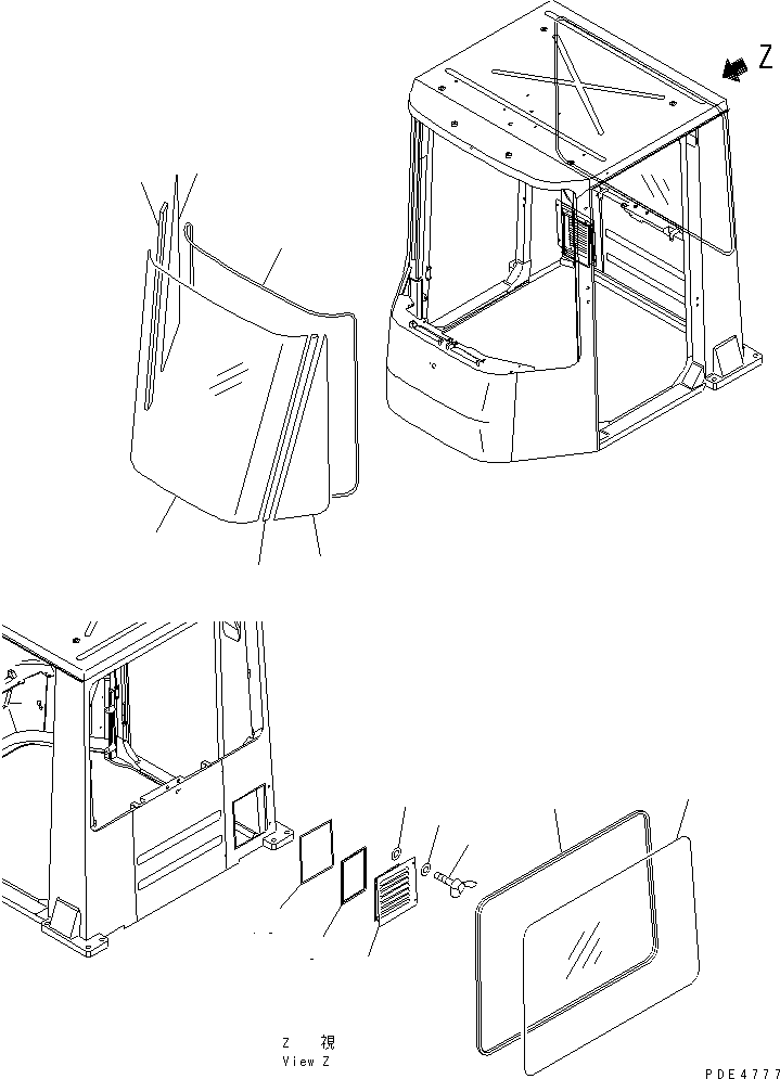 Wheel Loaders Komatsu / WA450-3A S/N 53001-UP(wa450-5r) / ROPS CAB (WINDOW)(#53001-54000)(240050 : K0210-01A0)