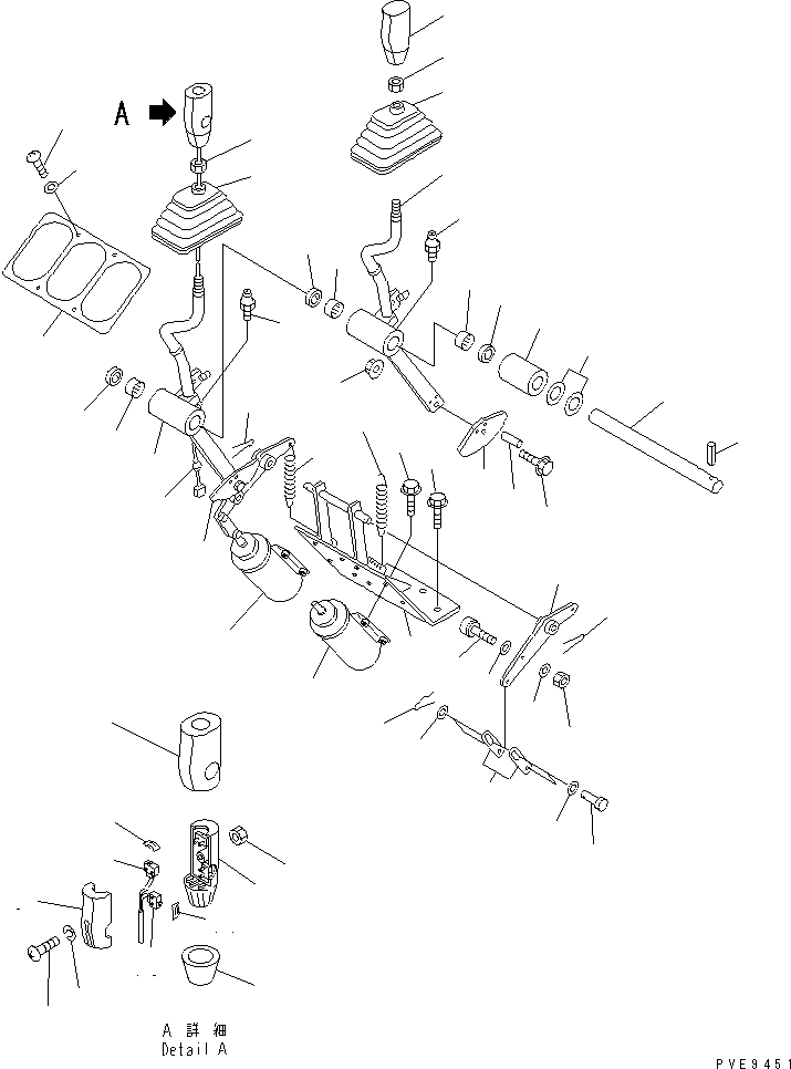 Wheel Loaders Komatsu / WA450-3A S/N 53001-UP(wa450-5r) / LOADER CONTROL (WORK EQUIPMENT CONTROL LEVER)(WITH 2-SPOOL VALVE)(#54001-)(240840 : K4500-01A0A)