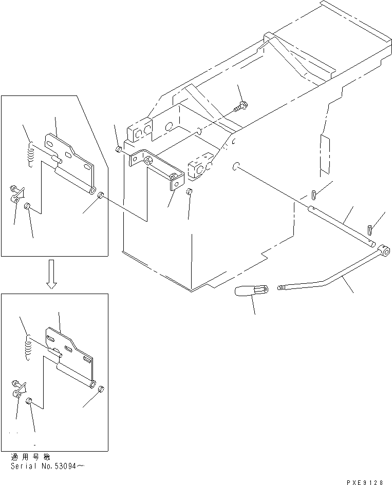 Wheel Loaders Komatsu / WA450-3A S/N 53001-UP(wa450-5r) / LOADER CONTROL (WORK EQUIPMENT LOCK LEVER)(240870 : K4500-02A0)