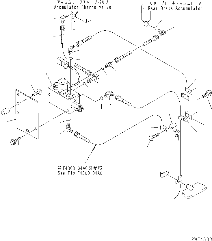 Wheel Loaders Komatsu / WA450-3A S/N 53001-UP(wa450-5r) / BULKHEAD (EMERGENCY PARKING BRAKE RELEASE LINE)(270130 : M4102-09A0)