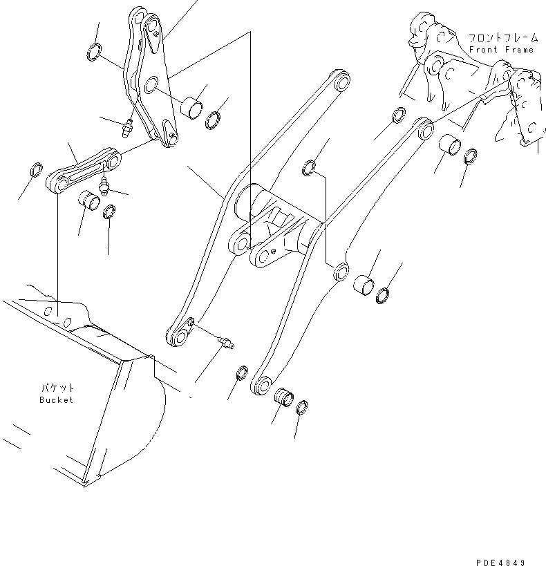 Wheel Loaders Komatsu / WA450-3A S/N 53001-UP(wa450-5r) / LIFT ARM AND BELLCRANK (WITH 2-SPOOL VALVE)(330010 : T4110-01A0)