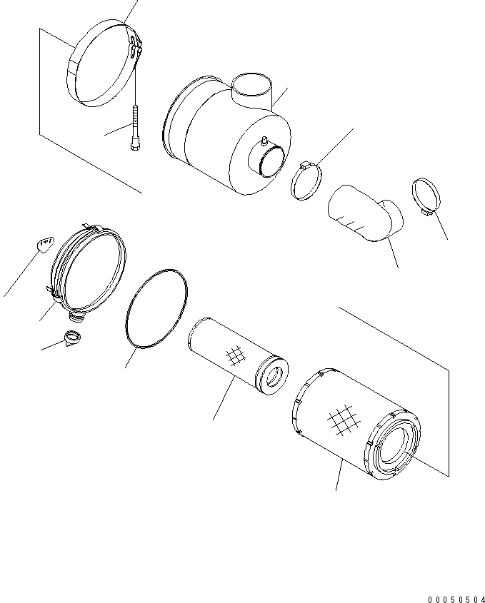 Wheel Loaders Komatsu / WA450-6 S/N 66001-UP (ecot3, For North America)(wa450-6c) / ENGINE RELATED PARTS (AIR CLEANER)(030040 : B0110-03A0)