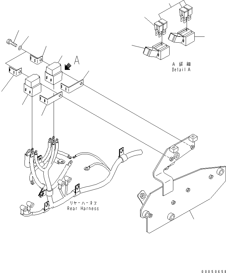 Wheel Loaders Komatsu / WA450-6 S/N 66001-UP (ecot3, For North America)(wa450-6c) / REAR HARNESS (FUSE AND BRACKET)(120170 : E0202-05A0)