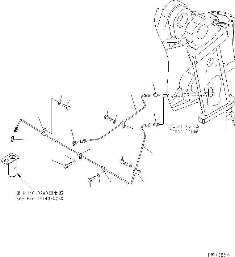 Wheel Loaders Komatsu / WA450-6 S/N 66001-UP (ecot3, For North America)(wa450-6c) / REMOTE GREASE (STEERING CYLINDER)(210200 : J4710-02A0)