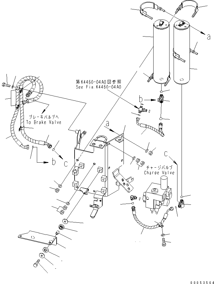 Wheel Loaders Komatsu / WA450-6 S/N 66001-UP (ecot3, For North America)(wa450-6c) / BRAKE CONTROL (ACCUMULATOR AND MOUNTING PARTS)(241100 : K4460-01A0)