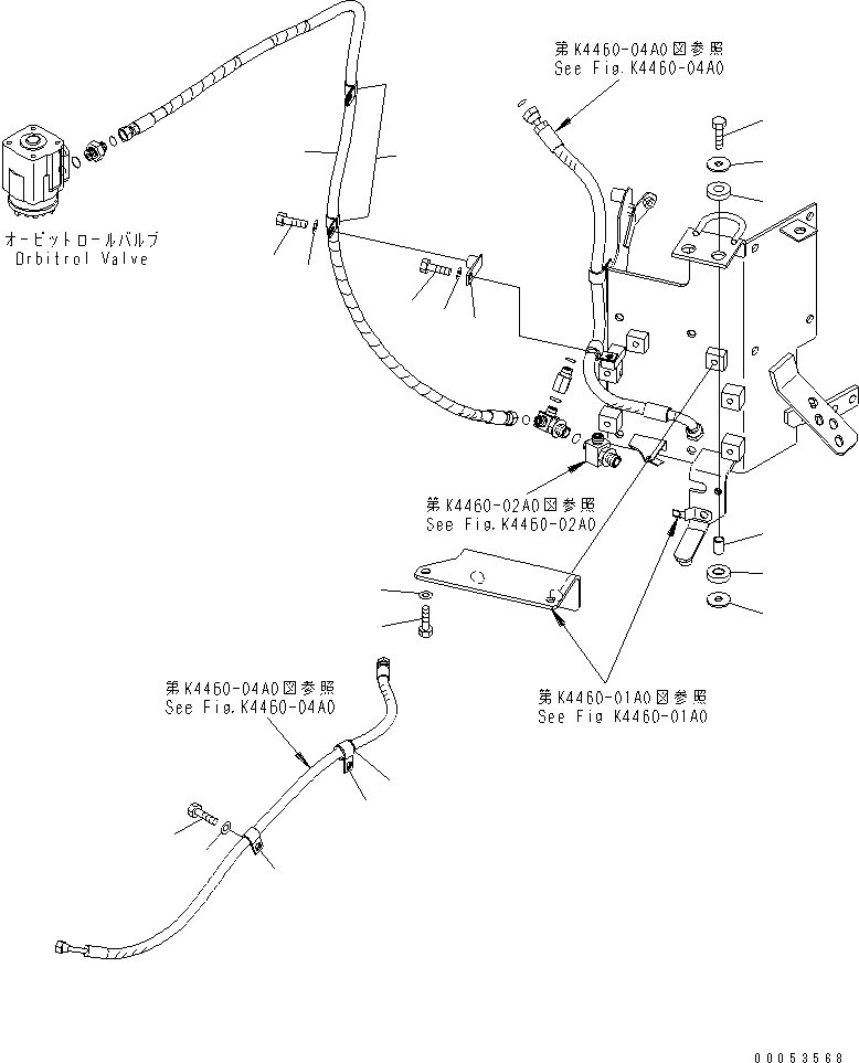 Wheel Loaders Komatsu / WA450-6 S/N 66001-UP (ecot3, For North America)(wa450-6c) / BRAKE CONTROL (ACCUMULATOR BRAKE VALVE MOUNTING PARTS) (FOR JOYSTICK STEERING)(241150 : K4460-05A1)