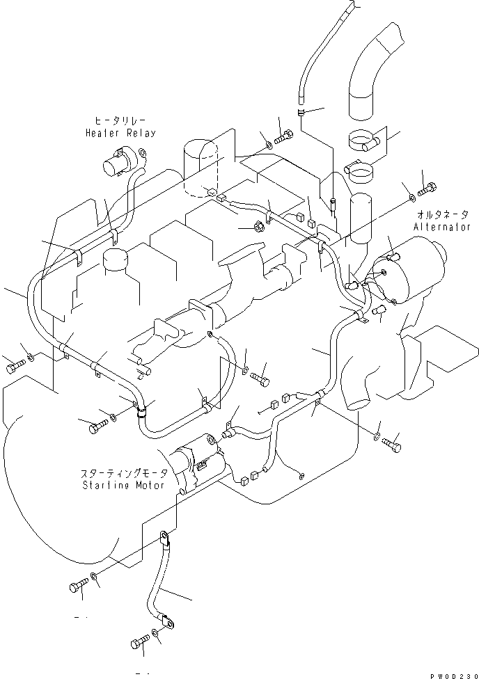 Wheel Loaders Komatsu / WA470-5 S/N 70001-UP(wa470-5r) / ENGINE REALTED PARTS (HOSE AND WIRING HARNESS)(030030 : B0110-01A0)