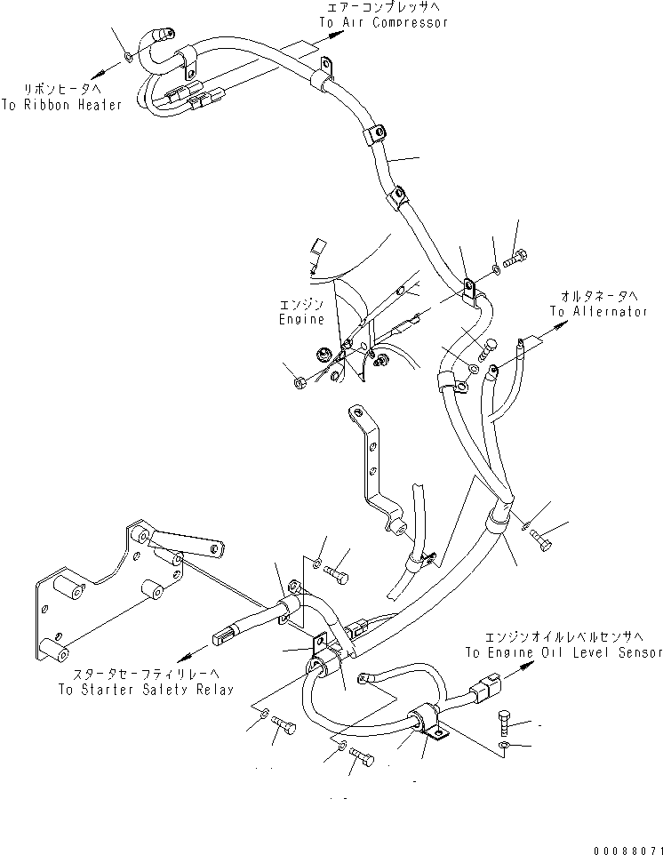 Wheel Loaders Komatsu / WA470-6 S/N 85001-90215 (ecot3, For EU)(wa470-6c) / ENGINE RELATED PARTS (WIRING HARNESS) (1/2)(#85001-)(030020 : B0110-01A0)