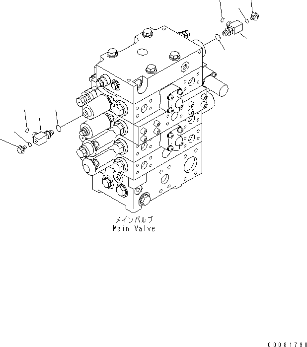 Wheel Loaders Komatsu / WA470-6 S/N 85001-90215 (ecot3, For EU)(wa470-6c) / MAIN VALVE (ELBOW) (WITH 3-SPOOL VALVE)(#85001-)(180160 : H0120-03A1)