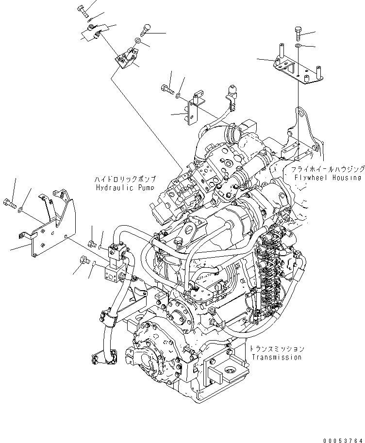 Wheel Loaders Komatsu / WA470-6 S/N 85001-90215 (ecot3, For EU)(wa470-6c) / HYDRAULIC PUMP (BRACKET) (FOR EMERGENCY STEERING LESS)(#85001-90000)(180320 : H0210-07A0)