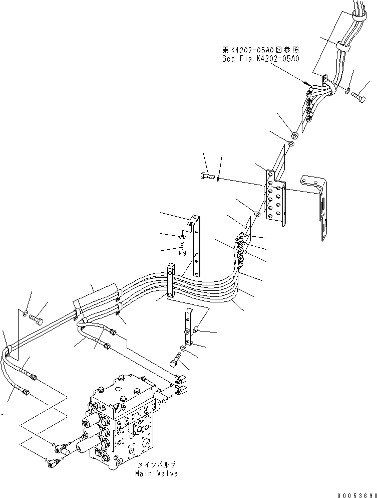 Wheel Loaders Komatsu / WA470-6 S/N 85001-90215 (ecot3, For EU)(wa470-6c) / HYDRAULIC PIPING (PPC LINE) (FOR 3-SPOOL VALVE)(#85001-)(180540 : H4200-04A2)