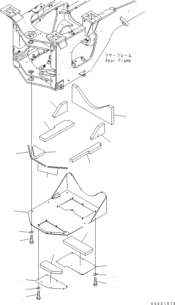 Wheel Loaders Komatsu / WA470-6 S/N 85001-90215 (ecot3, For EU)(wa470-6c) / BAR LOCK AND COVER (TRANSMISSION UNDER COVER) (EU NOISE REDUCTION ARRANGEMENT 2)(#90001-)(210230 : J4190-04A0A)