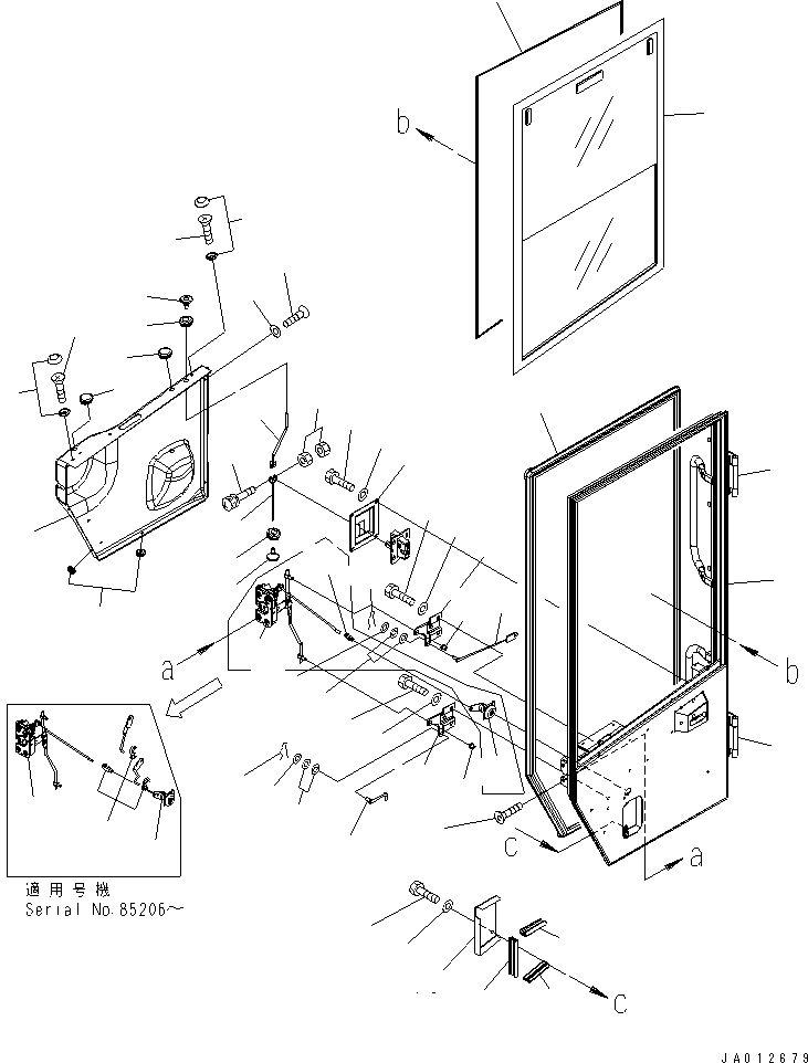 Wheel Loaders Komatsu / WA470-6 S/N 85001-90215 (ecot3, For EU)(wa470-6c) / ROPS CAB (DOOR L.H.) (1/2) (MONOCOQUE TYPE)(#85001-)(240150 : K0210-02A0)