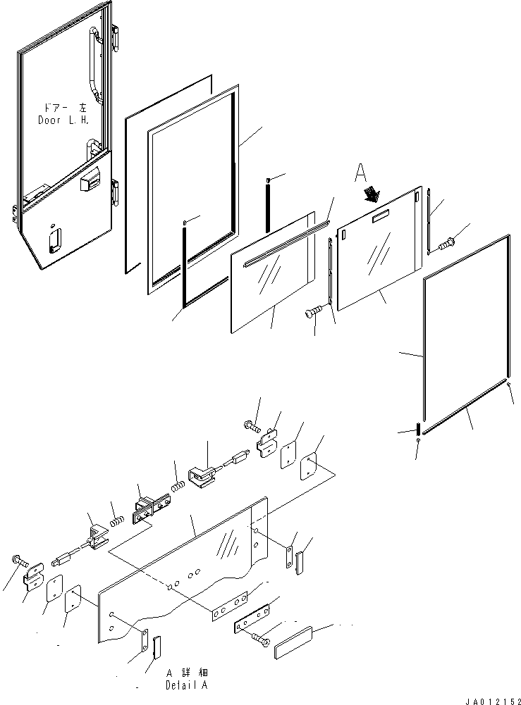 Wheel Loaders Komatsu / WA470-6 S/N 85001-90215 (ecot3, For EU)(wa470-6c) / ROPS CAB (DOOR SASH AND LOCK ? L.H.)(#85001-)(240610 : K0210-46A0)