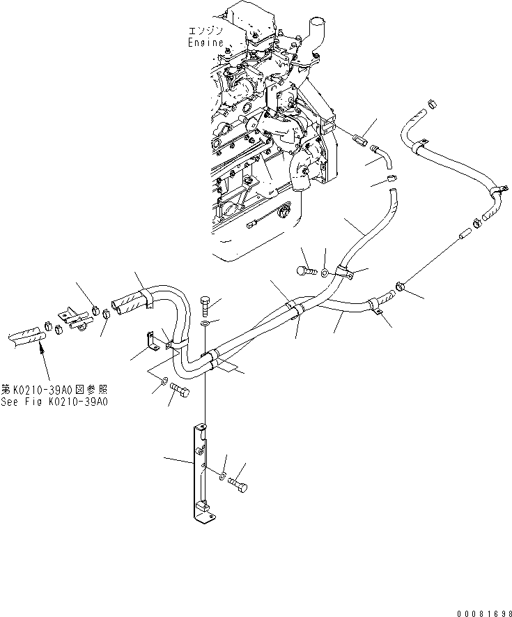 Wheel Loaders Komatsu / WA470-6 S/N 85001-90215 (ecot3, For EU)(wa470-6c) / HEATER PIPING (FRONT FRAME)(#85001-90000)(240690 : K0713-01A0)