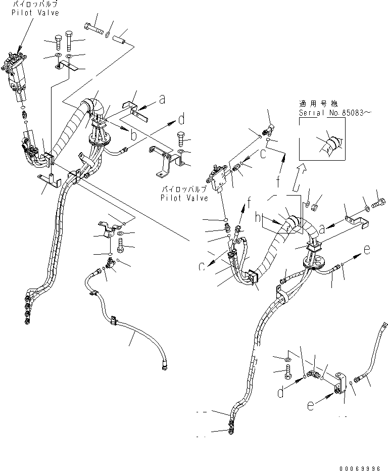 Wheel Loaders Komatsu / WA470-6 S/N 85001-90215 (ecot3, For EU)(wa470-6c) / LOADER CONTROL (PPC HOSE) (2/2) (FOR 3-SPOOL CONTROL VALVE)(#85001-90000)(240990 : K4202-06A3)