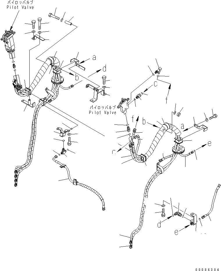 Wheel Loaders Komatsu / WA470-6 S/N 85001-90215 (ecot3, For EU)(wa470-6c) / LOADER CONTROL (PPC HOSE) (2/2) (FOR 3-SPOOL CONTROL VALVE AND JOY STICK STEERING)(#90001-)(241040 : K4202-06A9A)