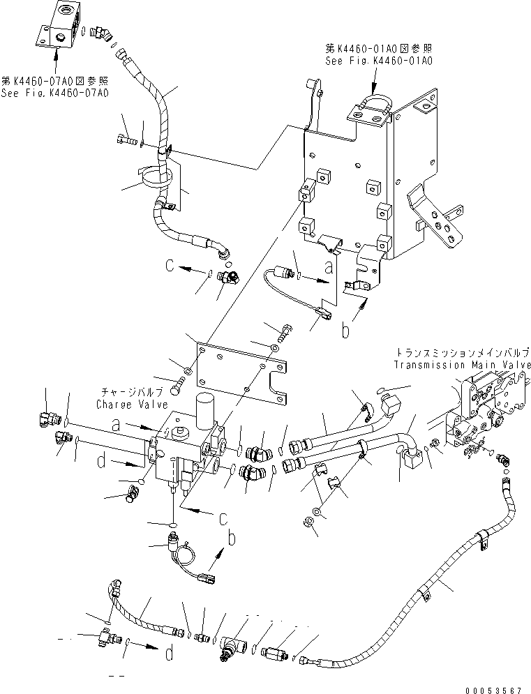 Wheel Loaders Komatsu / WA470-6 S/N 85001-90215 (ecot3, For EU)(wa470-6c) / BRAKE CONTROL (ACCUMULATOR CHARGE VALVE MOUNTING PARTS)(#85001-90000)(241270 : K4460-04A0)