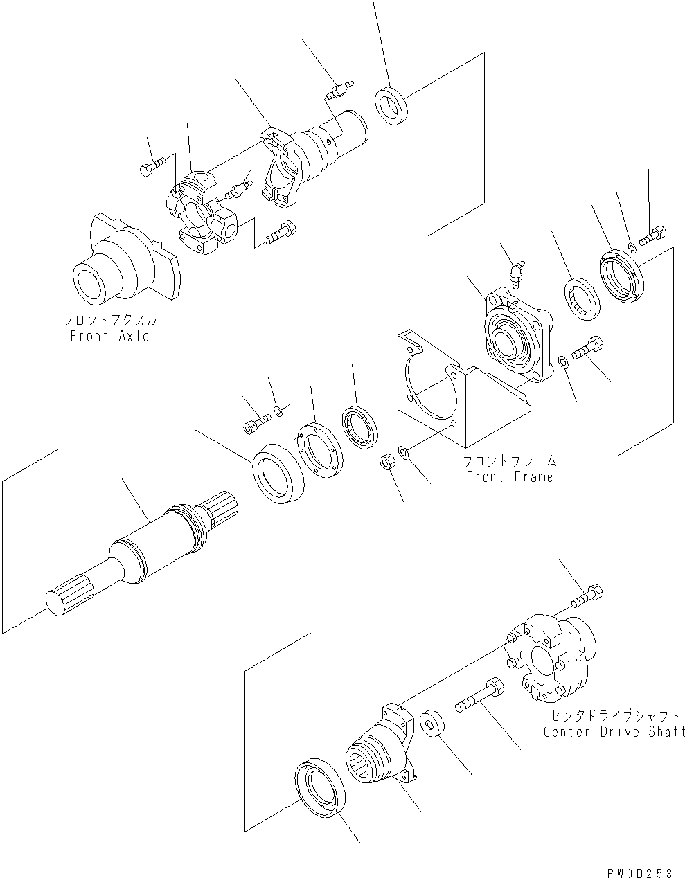 Wheel Loaders Komatsu / WA470-6 S/N H50051 - H50879 / H52001 - Up(wa470_6b) / DRIVE SHAFT (FRONT)(F0-3 : F4200-02A0)