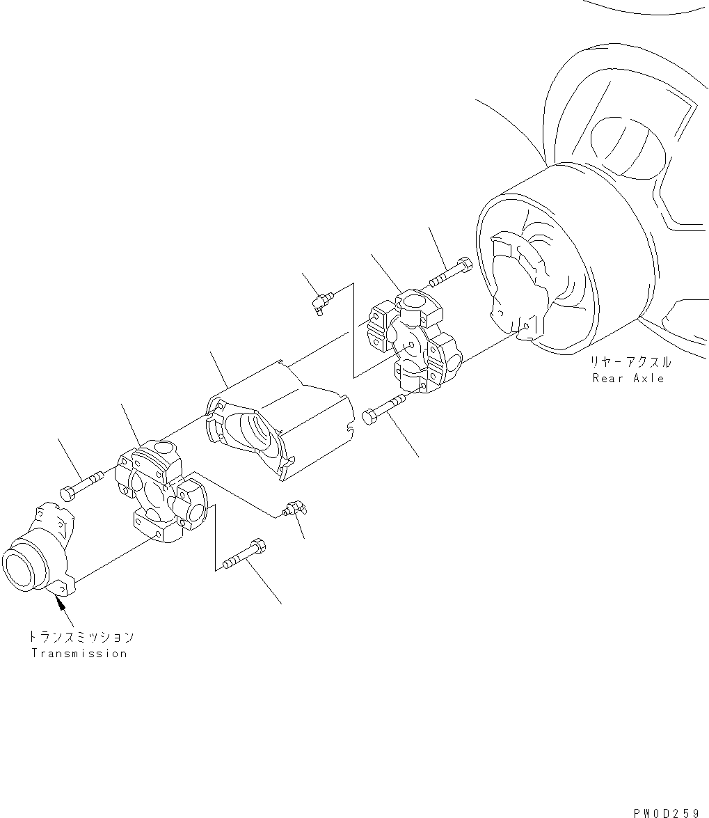 Wheel Loaders Komatsu / WA470-6 S/N H50051 - H50879 / H52001 - Up(wa470_6b) / DRIVE SHAFT (REAR)(F0-4 : F4200-03A0)