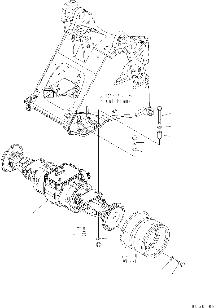 Wheel Loaders Komatsu / WA470-6 S/N H50051 - H50879 / H52001 - Up(wa470_6b) / FRONT AXLE MOUNTING(F0-31 : F4400-01A0)