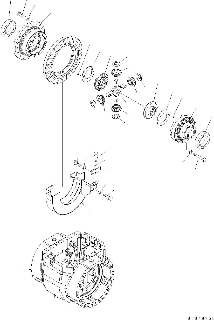 Wheel Loaders Komatsu / WA470-6 S/N H50051 - H50879 / H52001 - Up(wa470_6b) / FRONT AXLE (DIFFERENTIAL, 2/3)(F0-35 : F4400-54B0)