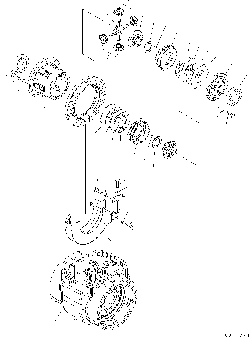 Wheel Loaders Komatsu / WA470-6 S/N H50051 - H50879 / H52001 - Up(wa470_6b) / FRONT AXLE (DIFFERENTIAL, 2/3) (WITH LIMITED SLIP DIFFERENTIAL)(F0-36 : F4400-54B1)