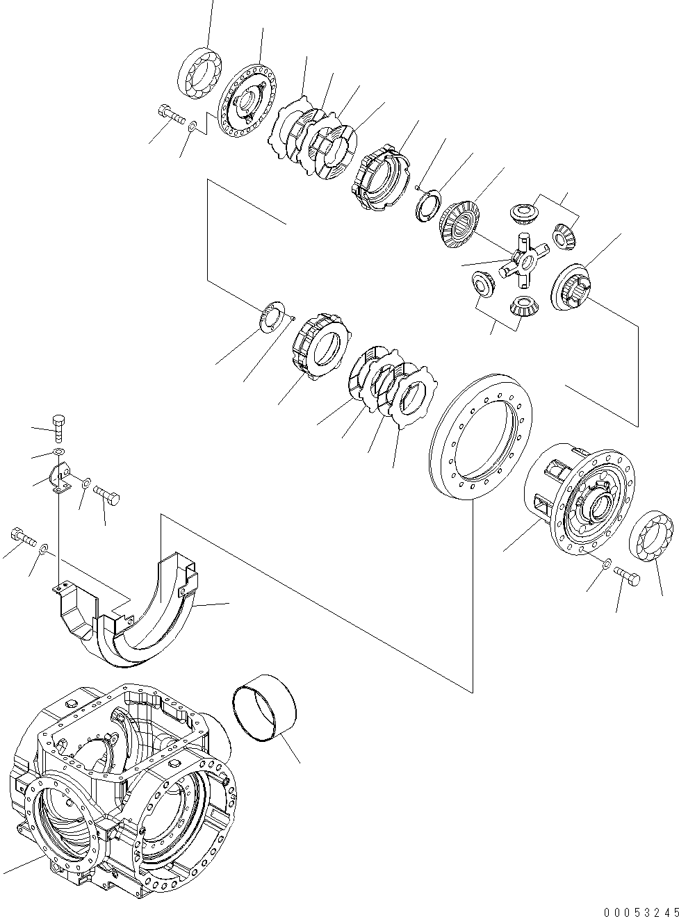 Wheel Loaders Komatsu / WA470-6 S/N H50051 - H50879 / H52001 - Up(wa470_6b) / REAR AXLE (DIFFERENTIAL, 2/3) (WITH LIMITED SLIP DIFFERENTIAL)(F0-45 : F4500-54B1)