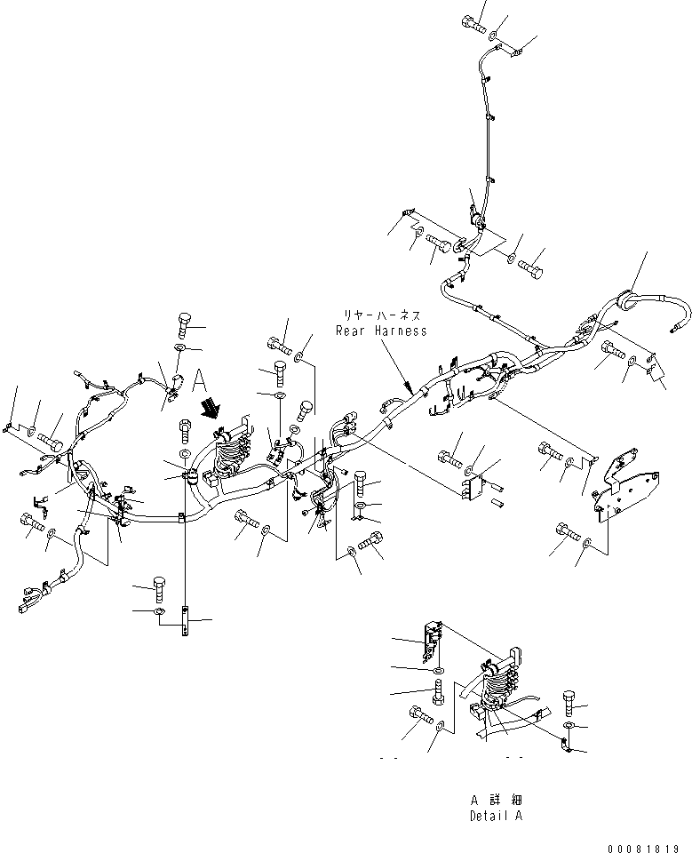 Wheel Loaders Komatsu / WA480-6 S/N 85001-90215 (ecot3, For North America)(wa480-0c) / REAR HARNESS (MOUNTING PARTS) (2/2)(#90001-)(120150 : E0202-02A0A)