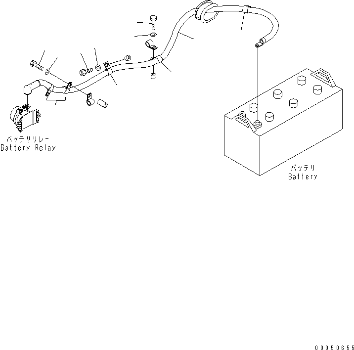 Wheel Loaders Komatsu / WA480-6 S/N 85001-90215 (ecot3, For North America)(wa480-0c) / REAR HARNESS (BATTERY CABLE)(#85001-)(120160 : E0202-03A0)