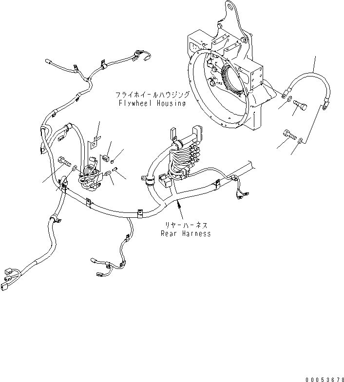 Wheel Loaders Komatsu / WA480-6 S/N 85001-90215 (ecot3, For North America)(wa480-0c) / REAR HARNESS (CABLE ? ENGINE EARTH AND CAP)(#85001-)(120240 : E0202-07A0)