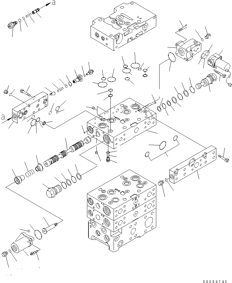 Wheel Loaders Komatsu / WA480-6 S/N 85001-90215 (ecot3, For North America)(wa480-0c) / MAIN VALVE (2-SPOOL) (7/8)(#85001-)(420530 : Y1663-07A0)