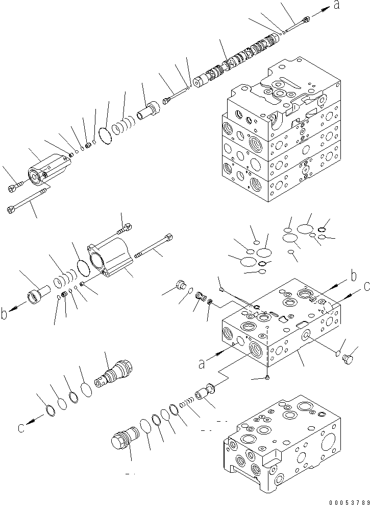 Wheel Loaders Komatsu / WA480-6 S/N 85001-90215 (ecot3, For EU)(wa480-6c) / MAIN VALVE (3-SPOOL) (ECSS LESS) (4/10)(#85001-)(420770 : Y1664-24A0)
