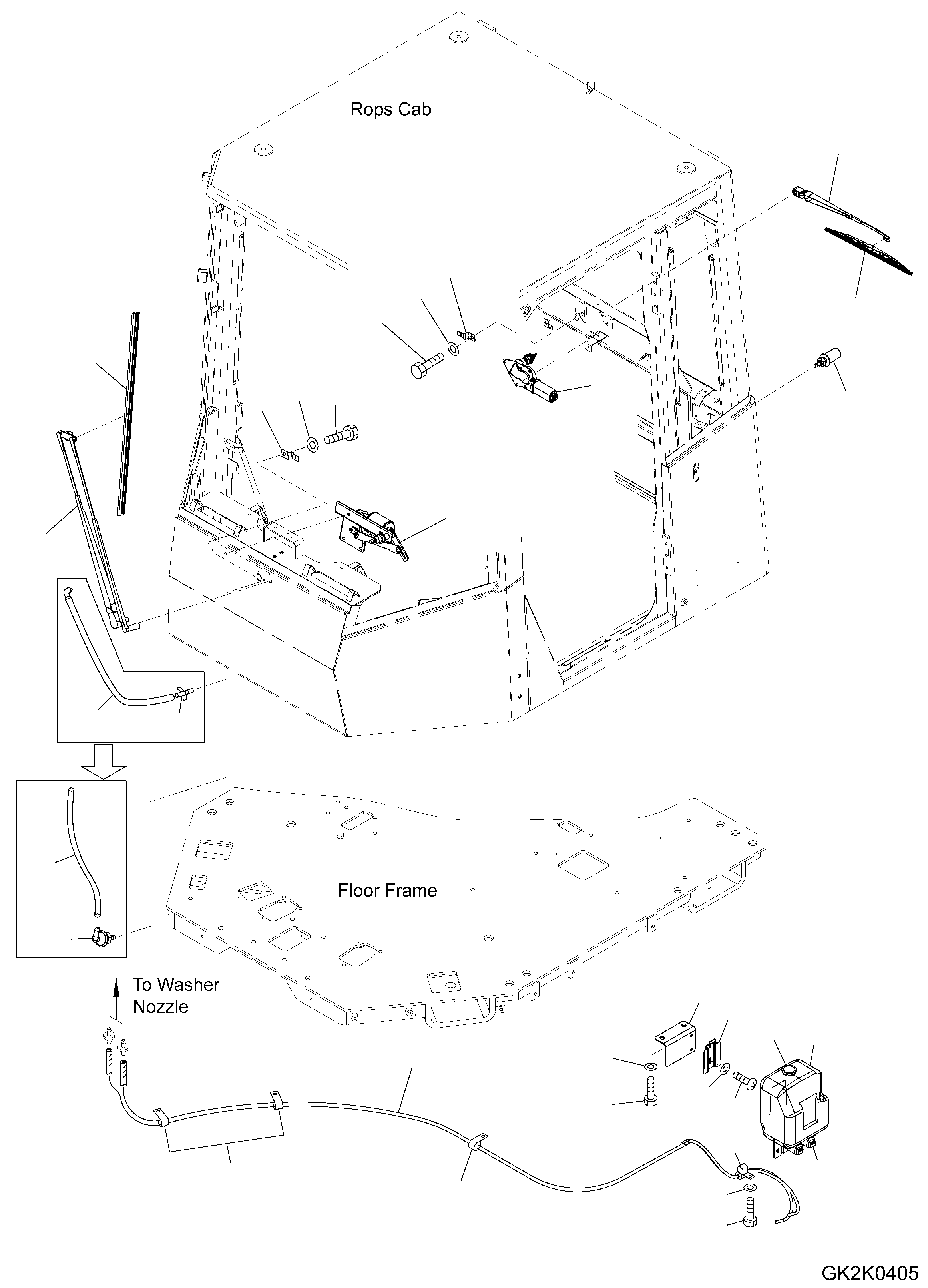 Wheel Loaders Komatsu / WA480-5 S/N WA480H50051 - Up(wa480_5) / WINDSHIELD-WIPER - WASHER SYSTEM(03-66|a : GK2K0405)
