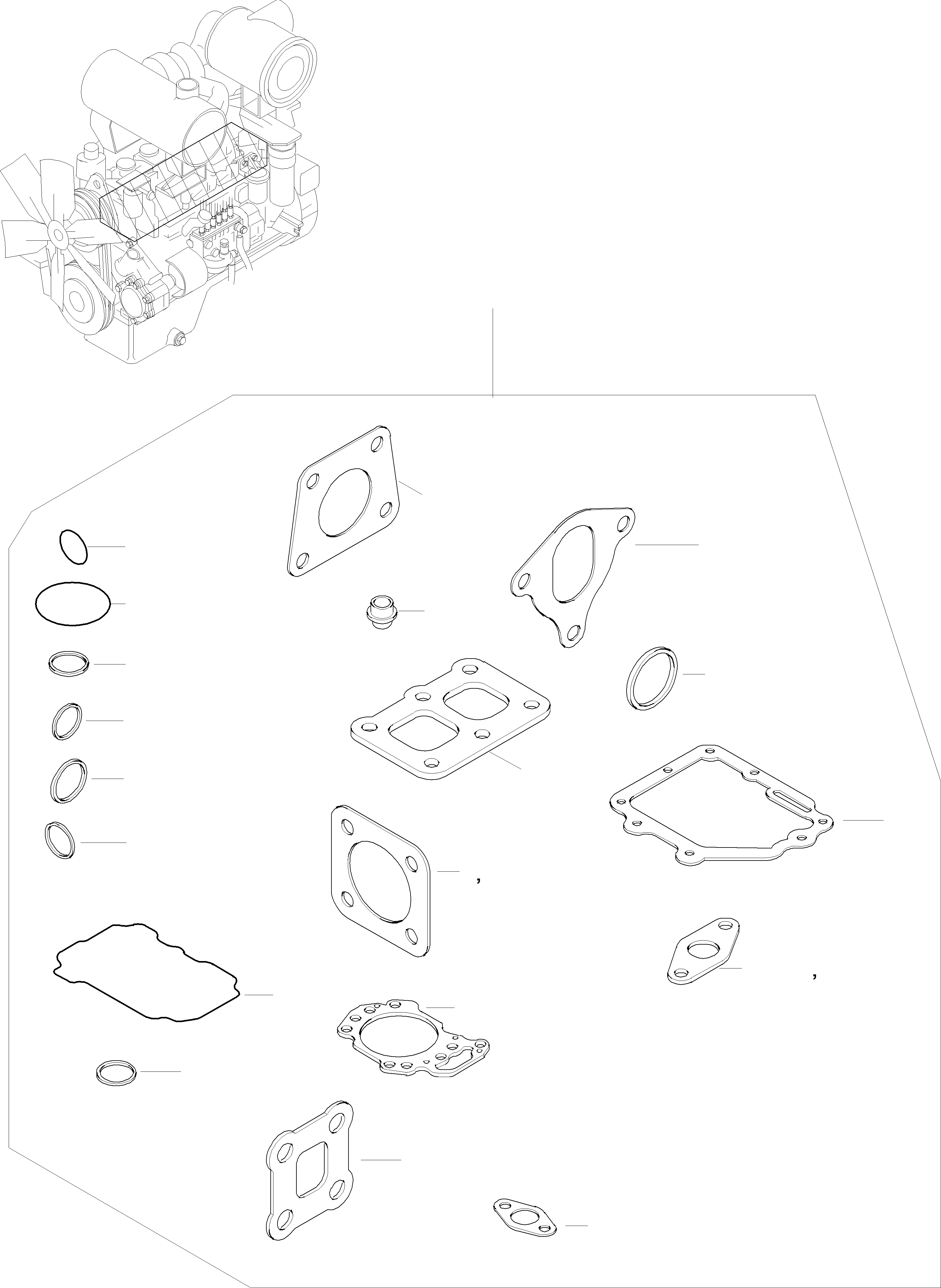 Wheel Loaders Komatsu / WA480-5 S/N WA480H50051 - Up(wa480_5) / GASKET KIT, CYLINDER HEAD(01-06 : GJ2K2651)