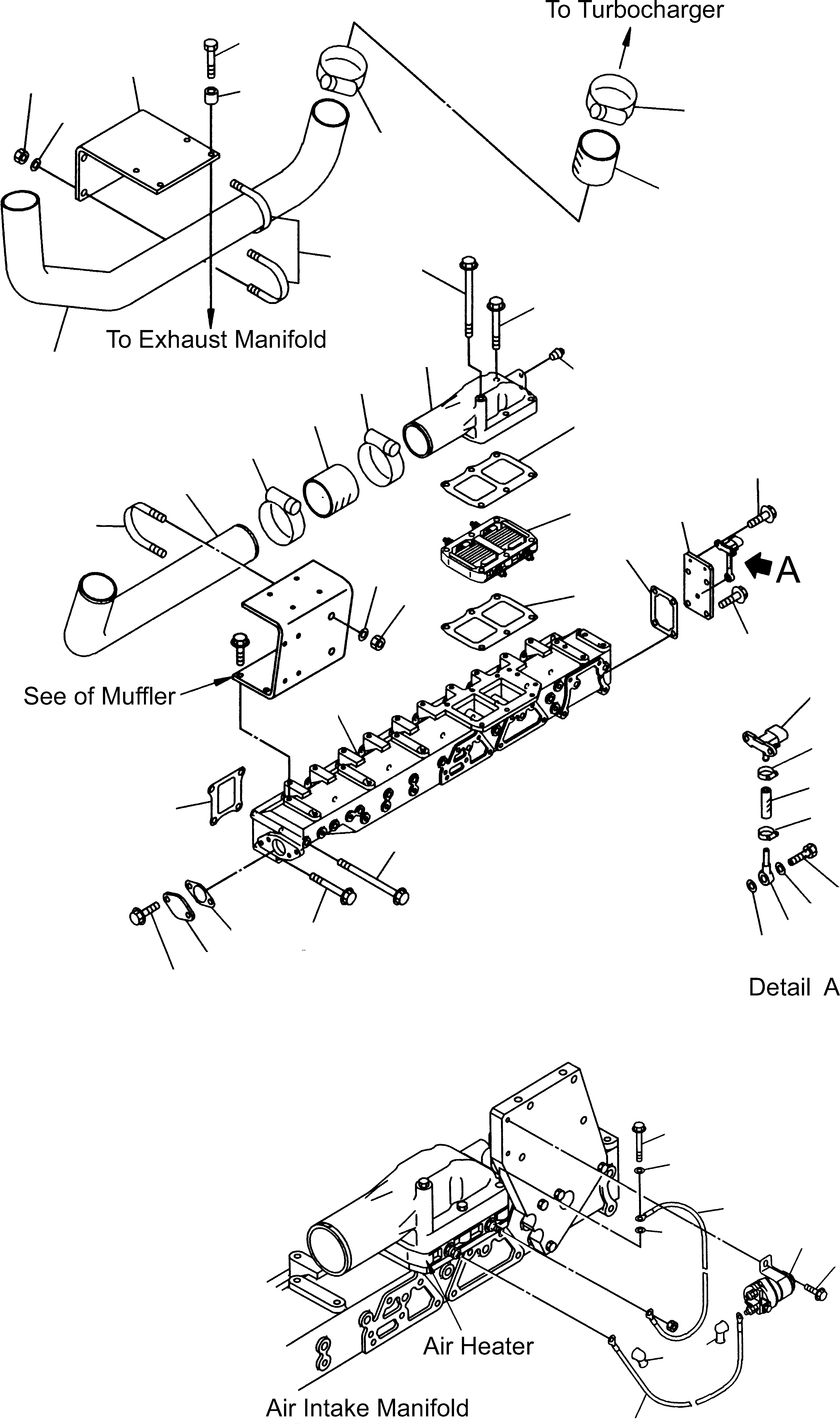 Wheel Loaders Komatsu / WA480-5 S/N WA480H50051 - Up(wa480_5) / INTAKE MANIFOLD, TURBOCHARGER(01-47 : GJ2K2665)